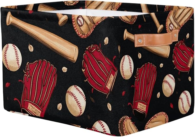2 Pack Baseball Bat Storage Baskets Glove Balls Collapsible Storage Bins Closet - Image 6