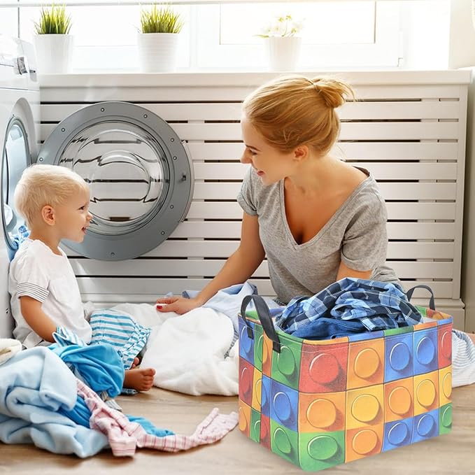 FXOLCSHE Building brick Basket, Building block book storage box, Laundry hamper - Image 5