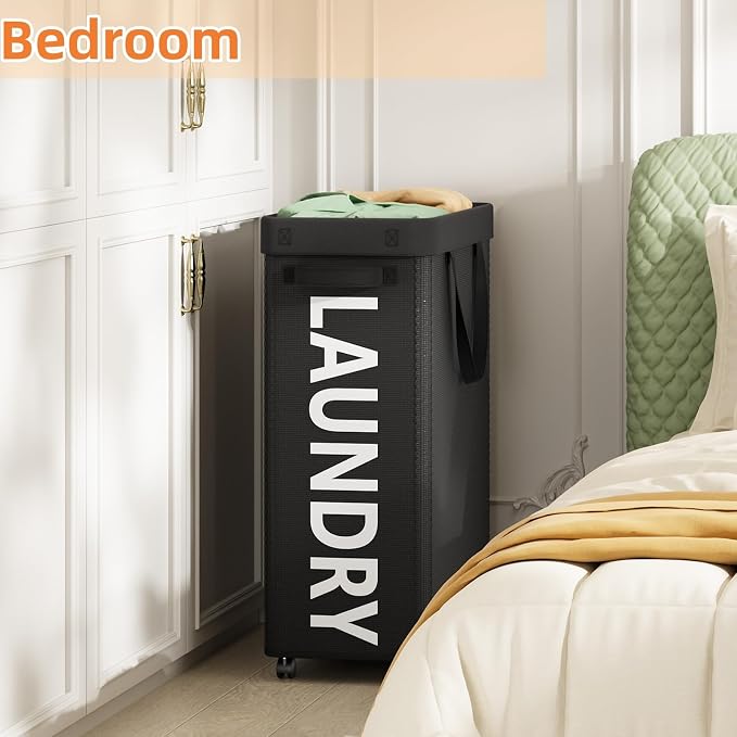 Laundry Basket with Wheels, 90L Rolling Laundry Hamper with Wheels, Large - Image 7