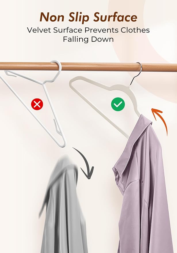 HOUSE DAY Ivory Velvet Hangers 100 Pack - Image 2