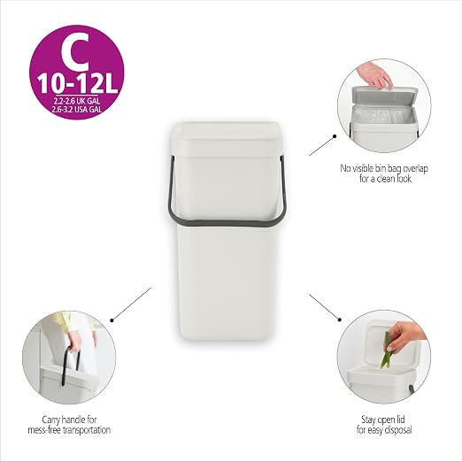 Brabantia Sort & Go Kitchen Recycling Bin | S / 3.2 Gal / 12L | Fir Green | - Image 3