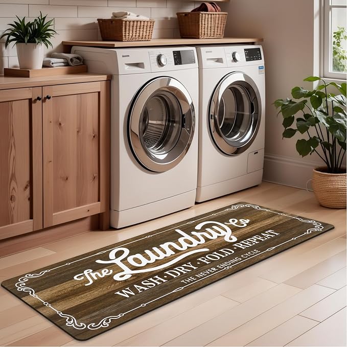 Pauwer Laundry Room Rug Runner 20"x60" Waterproof Rubber Laundry Mat Non Slip - Image 7