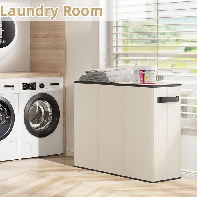 180L Laundry Hamper 3 Section, Large Laundry Basket - Image 2
