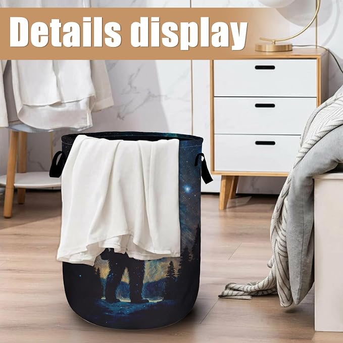 Bigfoot Mountains Laundry Basket, Foldable Waterproof Laundry Hamper Tote Bag - Image 6