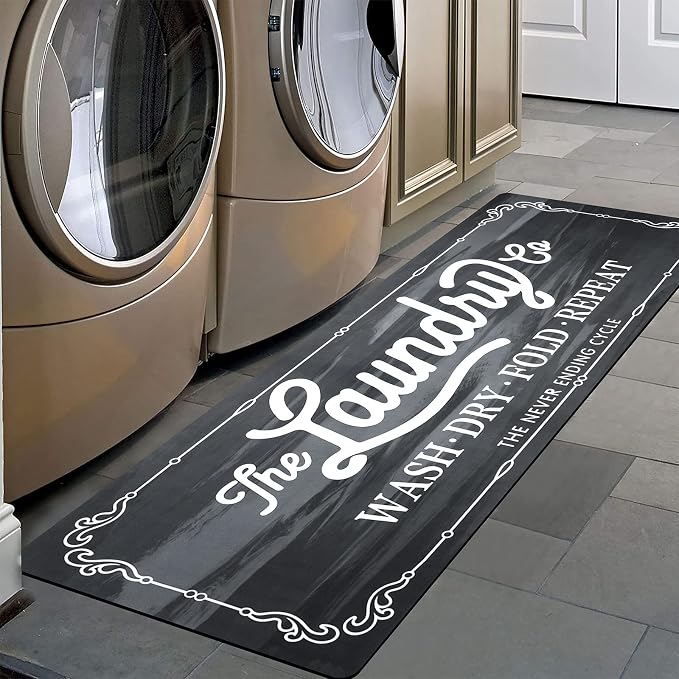 Pauwer Laundry Room Rug Runner 20"x48" Waterproof Rubber Laundry Mat Non Slip by Pauwer