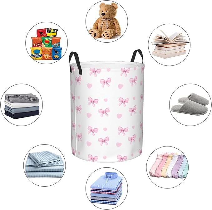 Cute Pink Bow Laundry Basket - Image 5