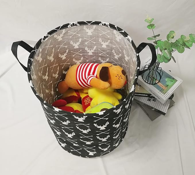 KUNRO Round Laundry Gift Basket Storage Hamper, Clothes Storage Organizer Bins - Image 3