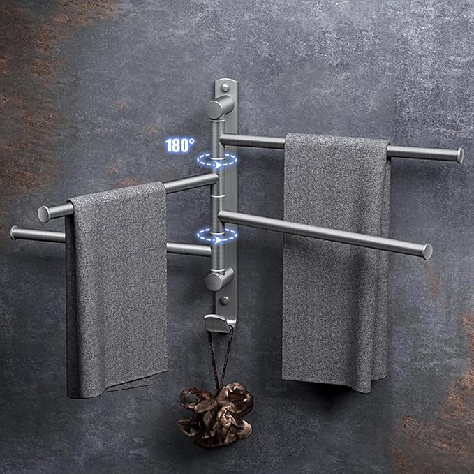 Swing Out Towel Bar Bath Towel Holder, 304 Stainless Steel Bathroom Hand Towel - Image 4
