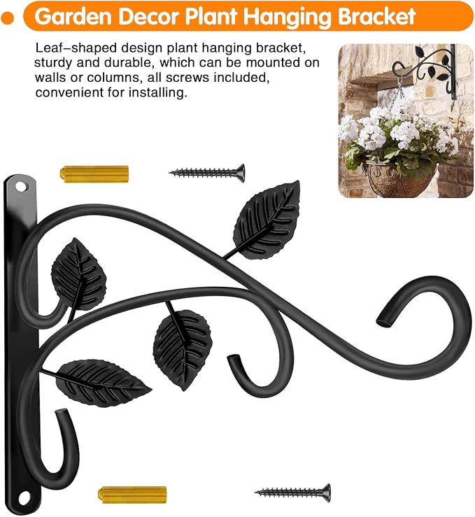 Hanging Plant Bracket, 12 Inch Wall Mount Hanging Plant Hook, Rust-Resistant - Image 3