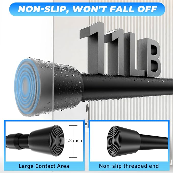 2 Pack 33"-59" No Splicing Shower Curtain Tension Rods, Spring Telescopic Rod - Image 6