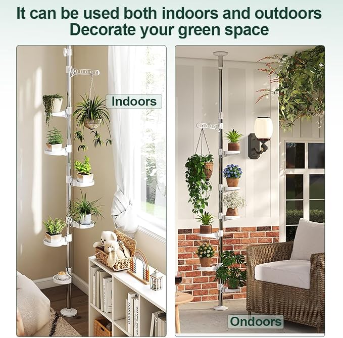 Hershii 7-Layer Tension Pole Plant Stand Indoor Decorative Display Rack Stands - Image 7