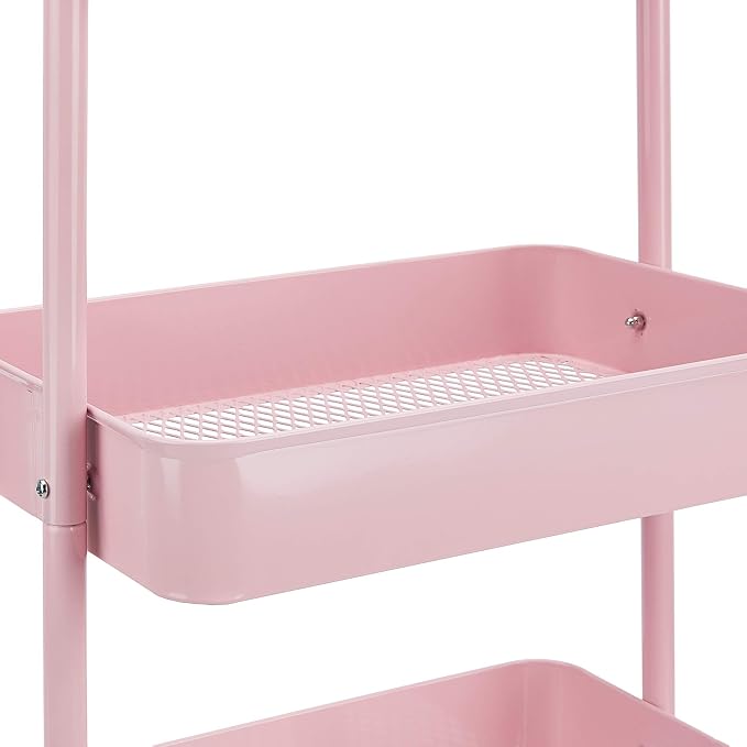 Amazon Basics 3-Tier Rolling Utility or Kitchen Cart, Lockable Wheels, Metal - Image 2