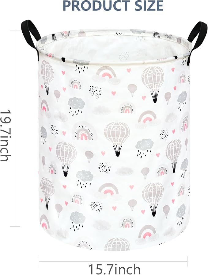 Hot Ait Balloon Print Round Laundry Hamper Storage Basket Bins Clothes Nursery - Image 2