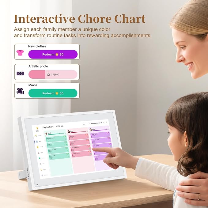 Smart Digital Calendar, 10.1"HD Touchscreen Electronic Desk Calendar & Chore - Image 5