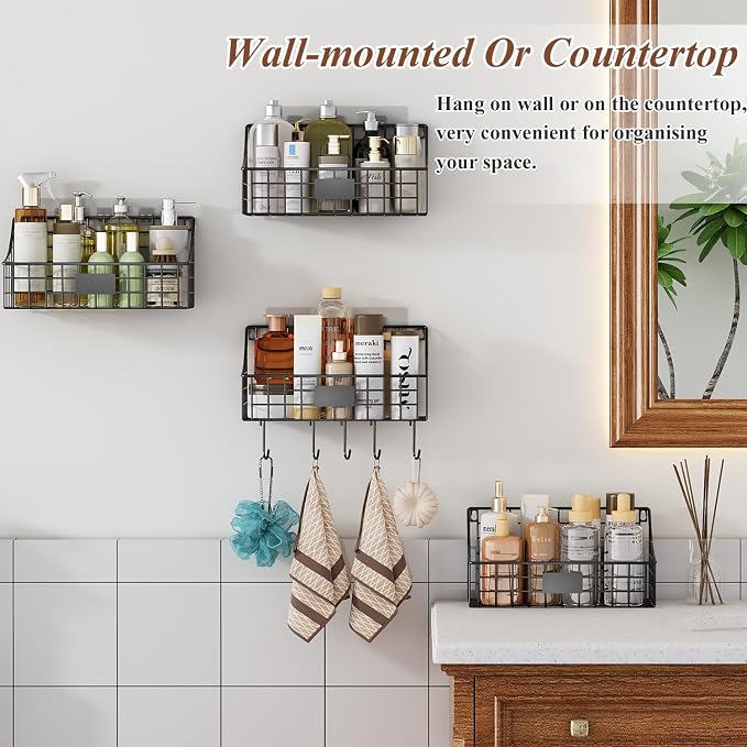 Hanging Wall Wire Basket-4Pack, Large Metal Organizer Baskets & Bathroom Shower - Image 4