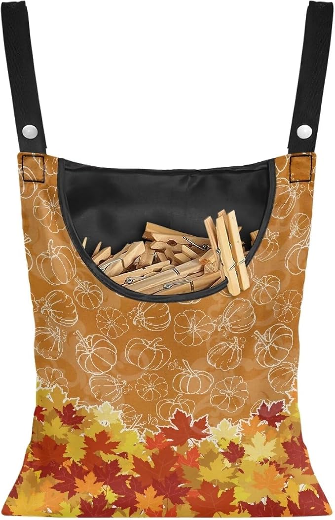 Maple Pumpkin Clip Storage Bag Multi Purpose Clothespin Storage Organizer by Psesaysky