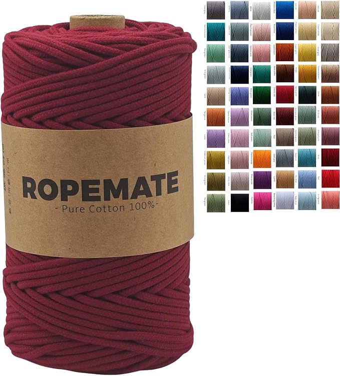 ROPEMATE Macrame Cotton Cord 3mm *110Yards Double Braided Cord 100% Red Cotton by ROPMEATE