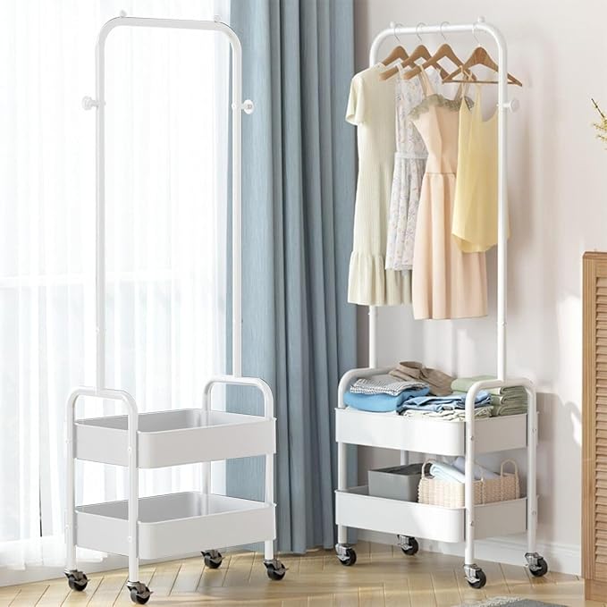 Heavy Duty Metal Clothes Rack On Wheels, Portable Rack by HygradBuilttoSurvive