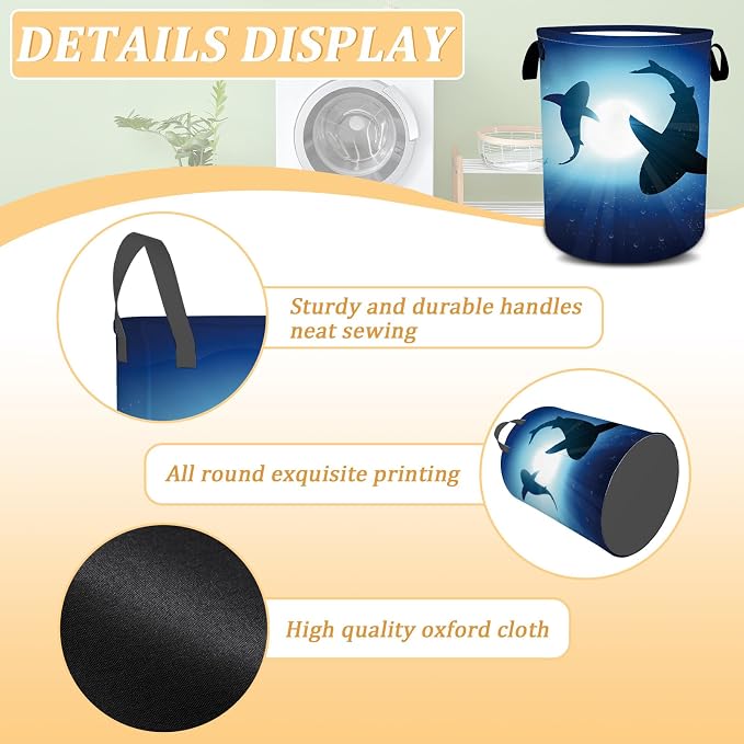Floating Shark Laundry Basket, Sea Animals Laundry Hamper Foldable Waterproof - Image 6