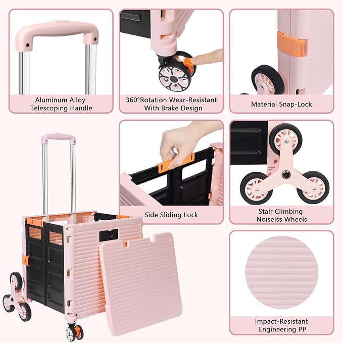 FELICON SELORSS Folding Utility Cart Portable Rolling Crate Handcart - Image 2