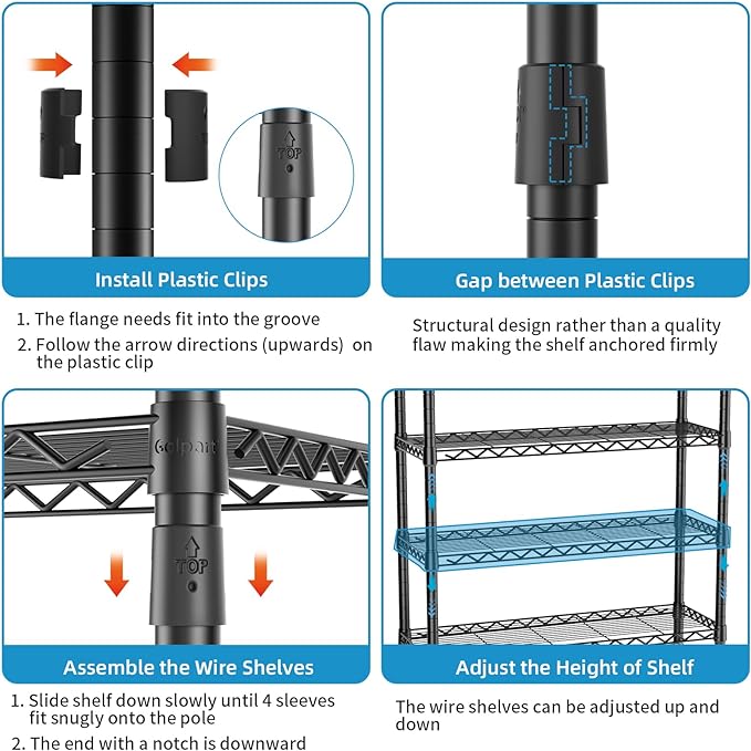 Heavy Duty Clothes Rack Rolling Garment Rack, 3 Tier Adjustable Wire Shelving - Image 5