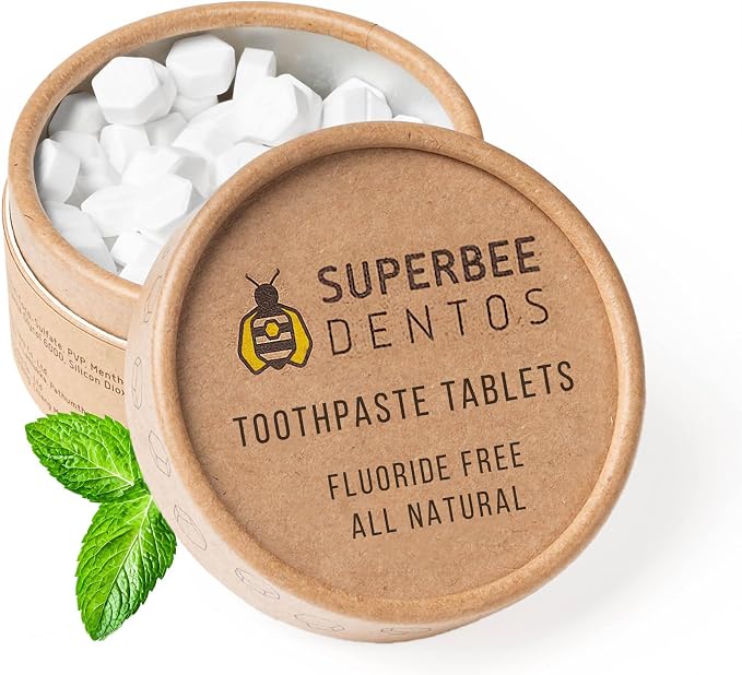 SuperBee Dentos Toothpaste Tablets, 100 Tabs, Fluoride Free & Eco Friendly by SuperBee