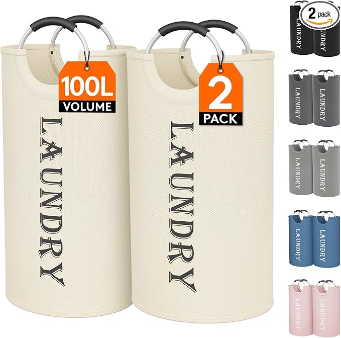 Lifewit 100L 2-Pack Large Laundry Basket, Collapsible Laundry Hamper by Lifewit