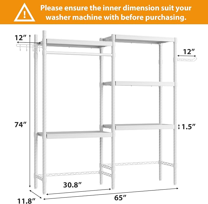 GAOMON Over The Washer and Dryer Storage Shelf, 5-Tier Adjustable Laundry - Image 7