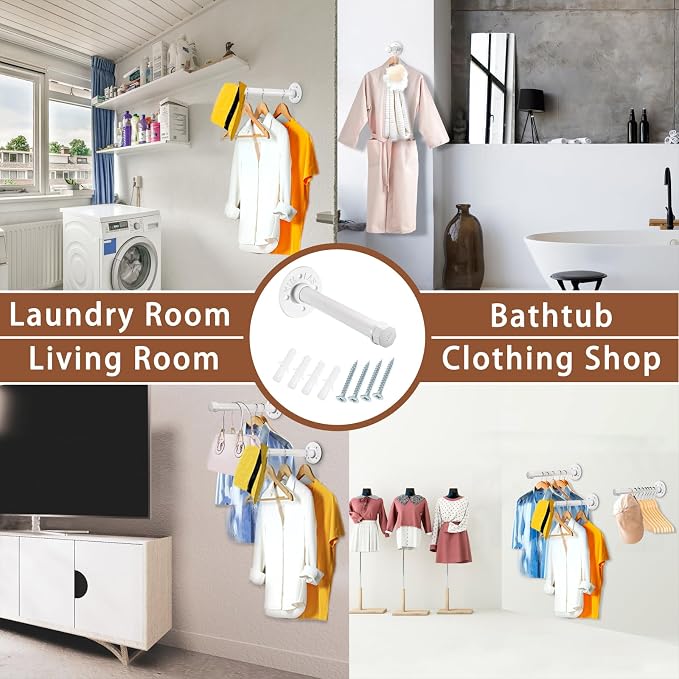 Sumnacon 2 Pcs 10 Inch Industrial Pipe Clothes Bar - Image 7