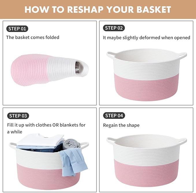 ShellKingdom Laundry Basket, Large Natural Rope Woven Storage Basket - Image 6