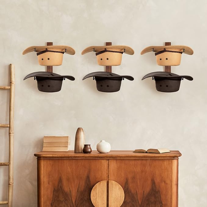 Cowboy Hat Holder, 3-Piece Wall Mount Cowboy Hat Rack - Image 5