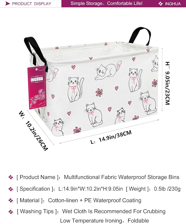 Rectangular Storage Basket Fabric Organizer Bin - Image 2
