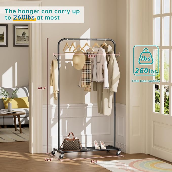 SINGAYE Clothes Rack Garment Coat ：Drying Clothing Racks Metal Freestanding - Image 6