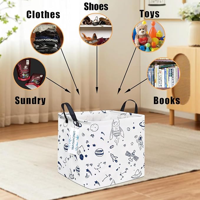 LANGYASHAN Square Storage Baskets Waterproof Canvas Children Laundry Nursery - Image 3