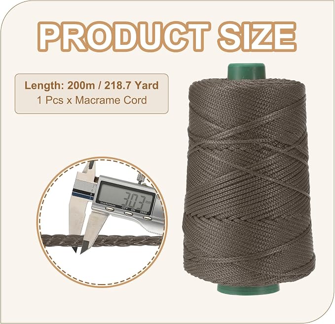YELARXI Polyester Macrame Cord, 3mm x 219 Yards Polypropylene Macrame Cords - Image 2