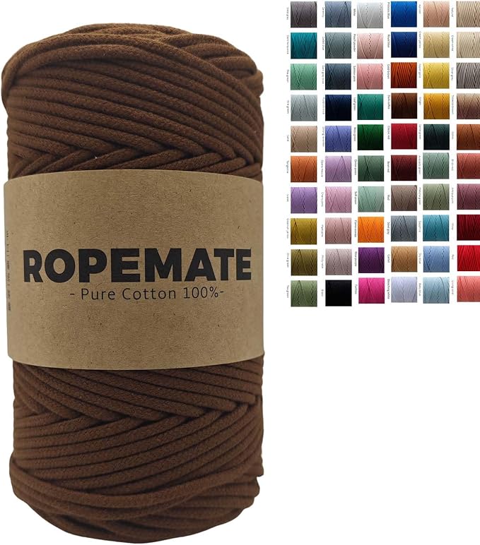 ROPEMATE 100% Cotton Macrame Cord, 3mmx110Yards Soft Braided Cotton String by ROPMEATE