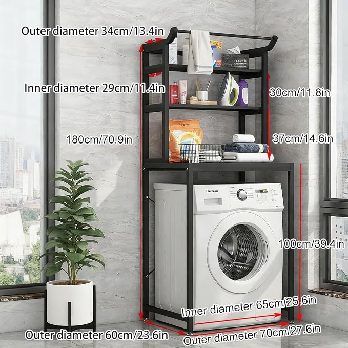 Laundry Room Shelves with Countertop, Simple Shelf, Floor-Standing Over Washer - Image 2