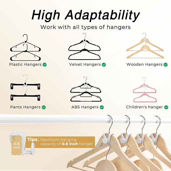 HOUSE DAY Space Saving Hanger Hooks 60 Pack, Heavy Duty Hangers Hook Space Saver - Image 4