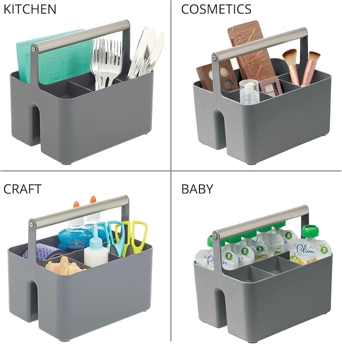 mDesign Plastic Shower Caddy Storage Organizer Utility Tote, Divided Basket Bin - Image 6