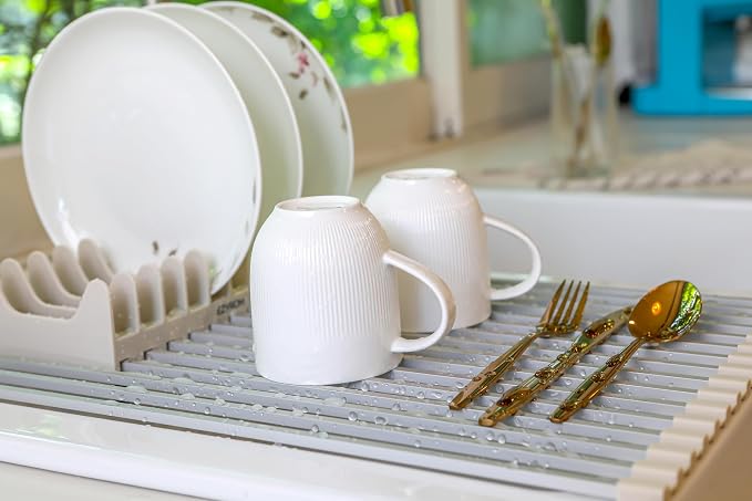 Aluminum Roll Up Dish Drying Rack Over Sink - Image 4