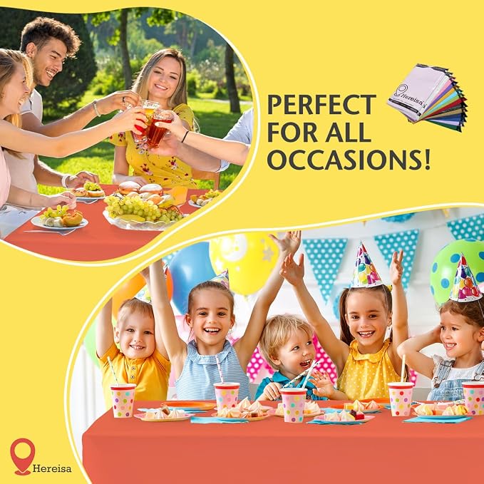 Plastic Coral Tablecloths 3 Pack Disposable Table Covers 54 x 108 Inches Pitch - Image 5