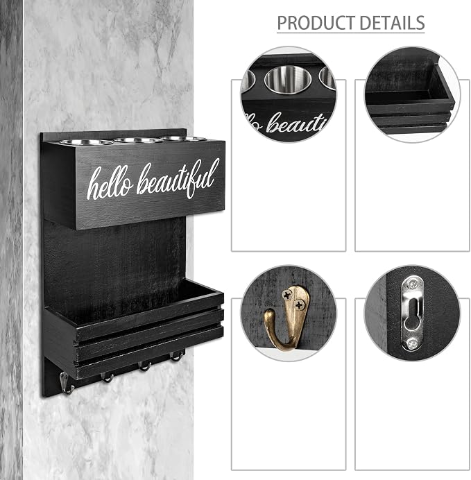 Wooden Hair Dryer Holder Wall-Mounted - Image 5