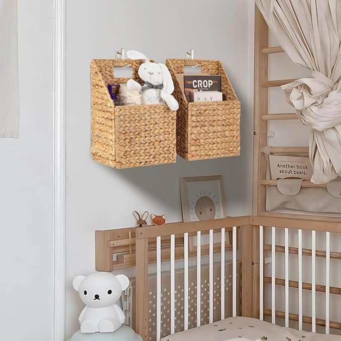 Wicker Hanging Storage Basket, Water Hyacinth Baskets, Wall Decor Hyacinth - Image 9