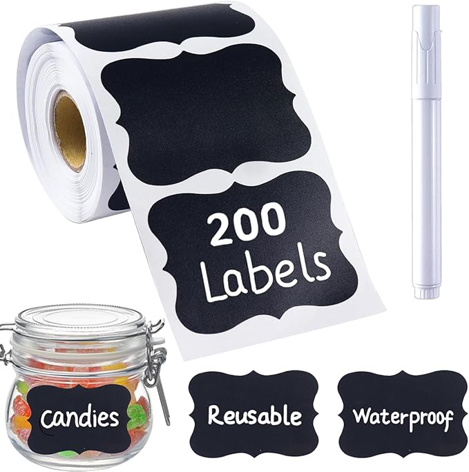 200 Pcs Chalkboard Labels, 2.83x1.95 IN Reusable Labels by Unknown