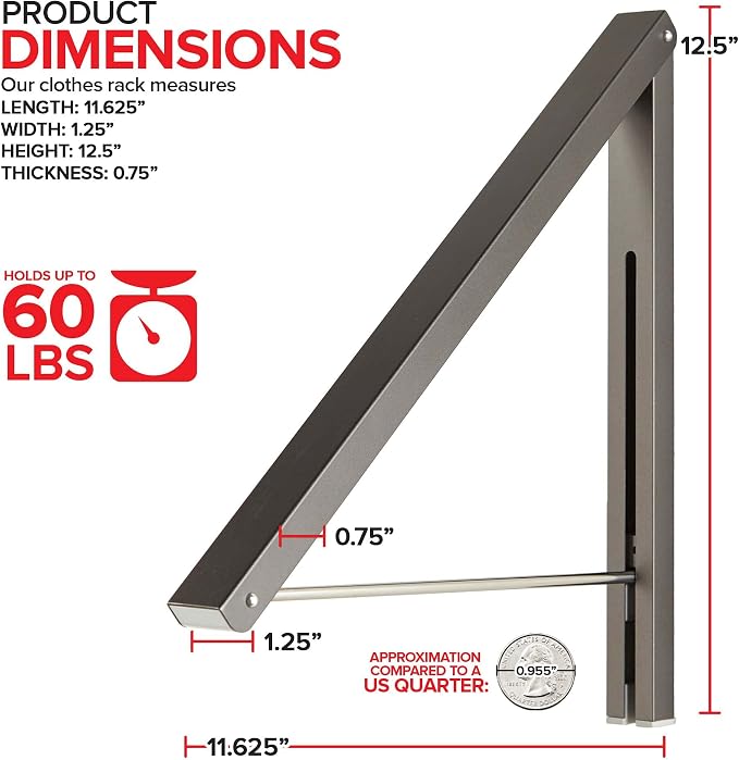 Single Foldable Clothing Rack, Wall-Mounted Retractable Clothes Hanger - Image 2