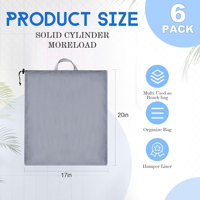 6 Pack 20 x 17 Inches Blue Soft Mesh Laundry Bag - Image 2