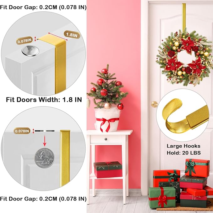 Gold Wreath Hanger, Christmas Decorations Adjustable Wreath Hangers - Image 5
