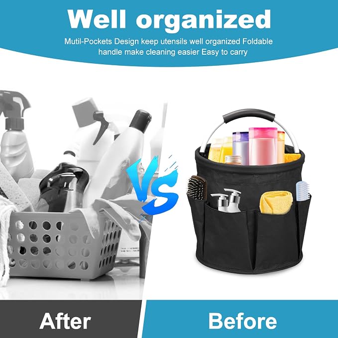 17L Cleaning Caddy with Handle, 4.5 Gallon Cleaning Supply Caddy Foldable - Image 4