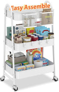 Sekey 3 Tier Rolling Cart, Hanging Cups, Heavy Duty Mesh Rolling Storage Cart by Sekey
