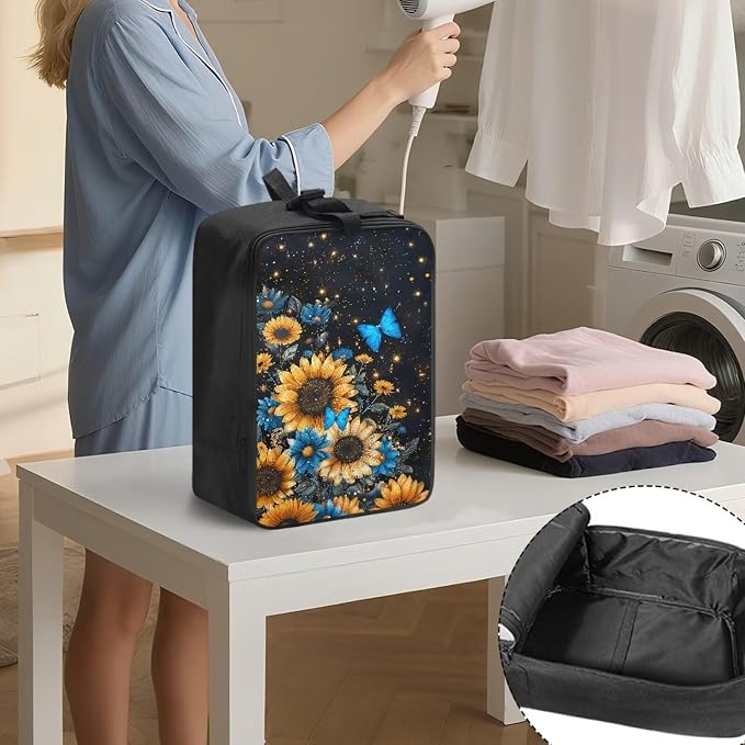 Steam Iron Storage Bag Sunflower Butterfly Zippered Handheld Steamer Case - Image 3